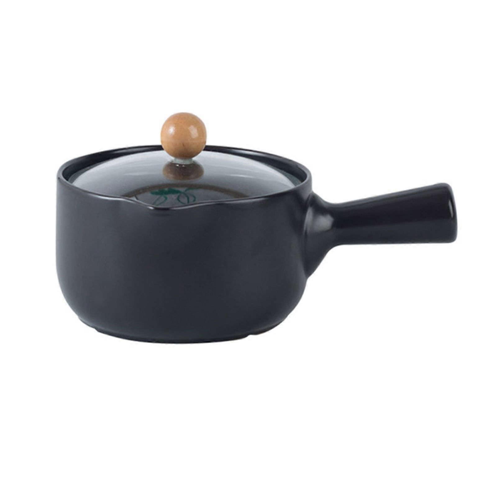 Milk Pan With Pouring Lip, Small Black Saucepan for Milk and Porridge, 1L/35OZ Kitchen Pot