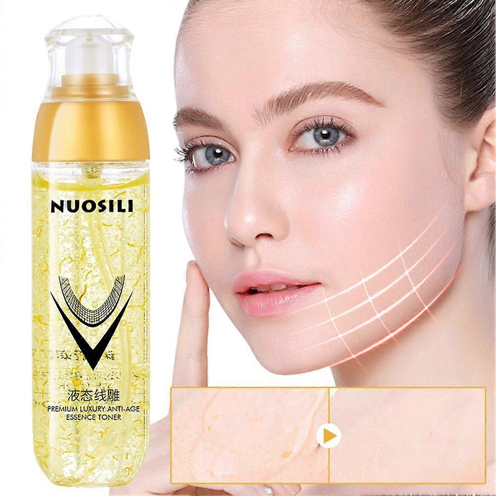 Gold Line Anti-Aging Essence Toner with Collagen & Silk Protein, Face Lifting Essence Wrinkle-Reducing & Brightening Face Serum for Women