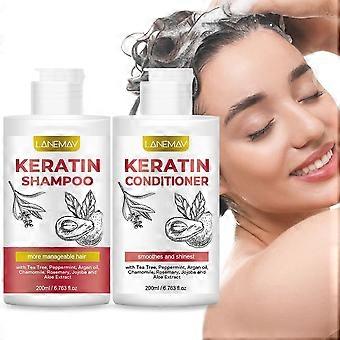 Keratin Shampoo and Conditioner Set - Sulfate Free - Salon Thickening Treatment for Dry, Damaged, Curly, Frizzy, Straight or Color Treated Hair - Anti