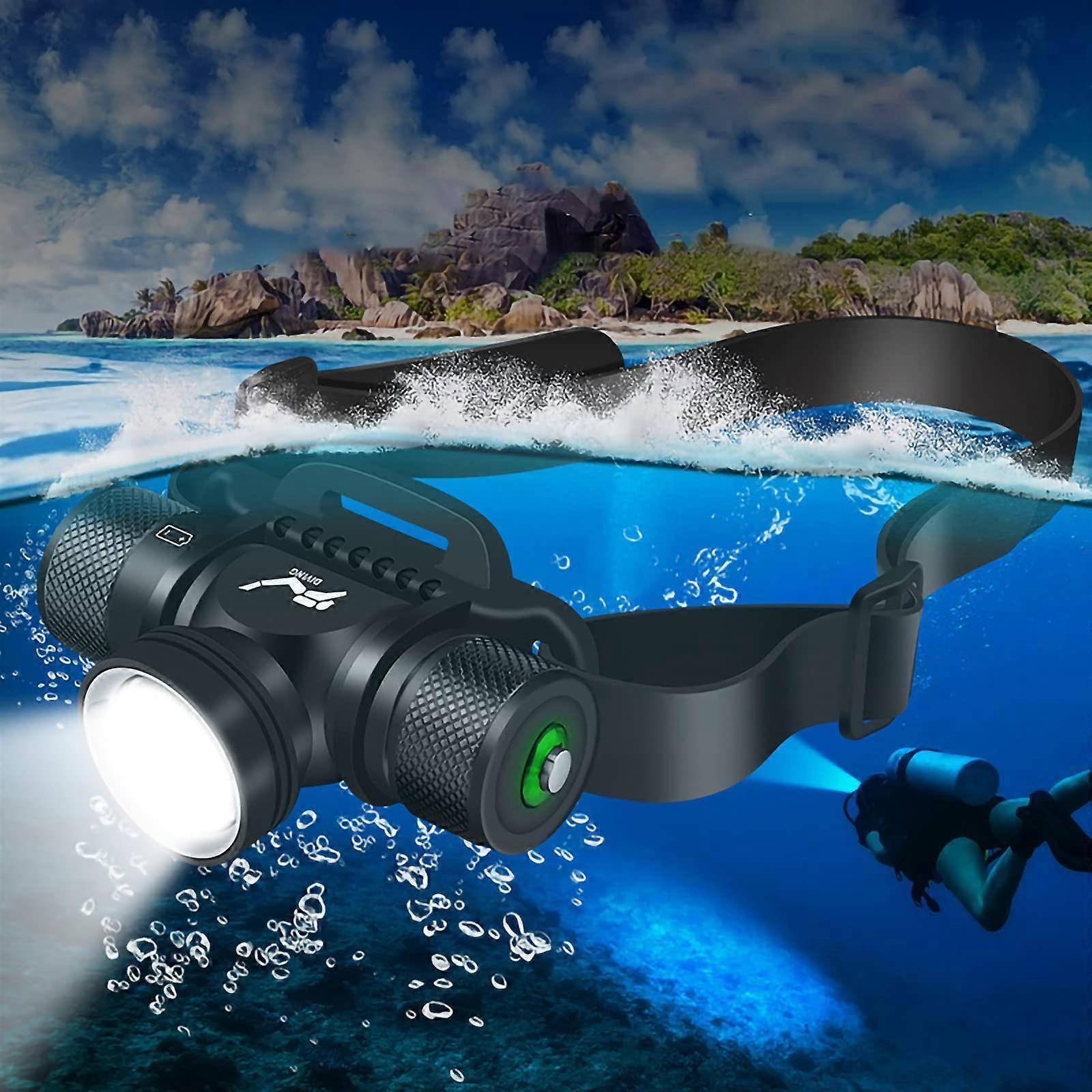 Scuba Diving Headlamp Professional LED Dive Light Underwater Flashlight 1200 Lumens