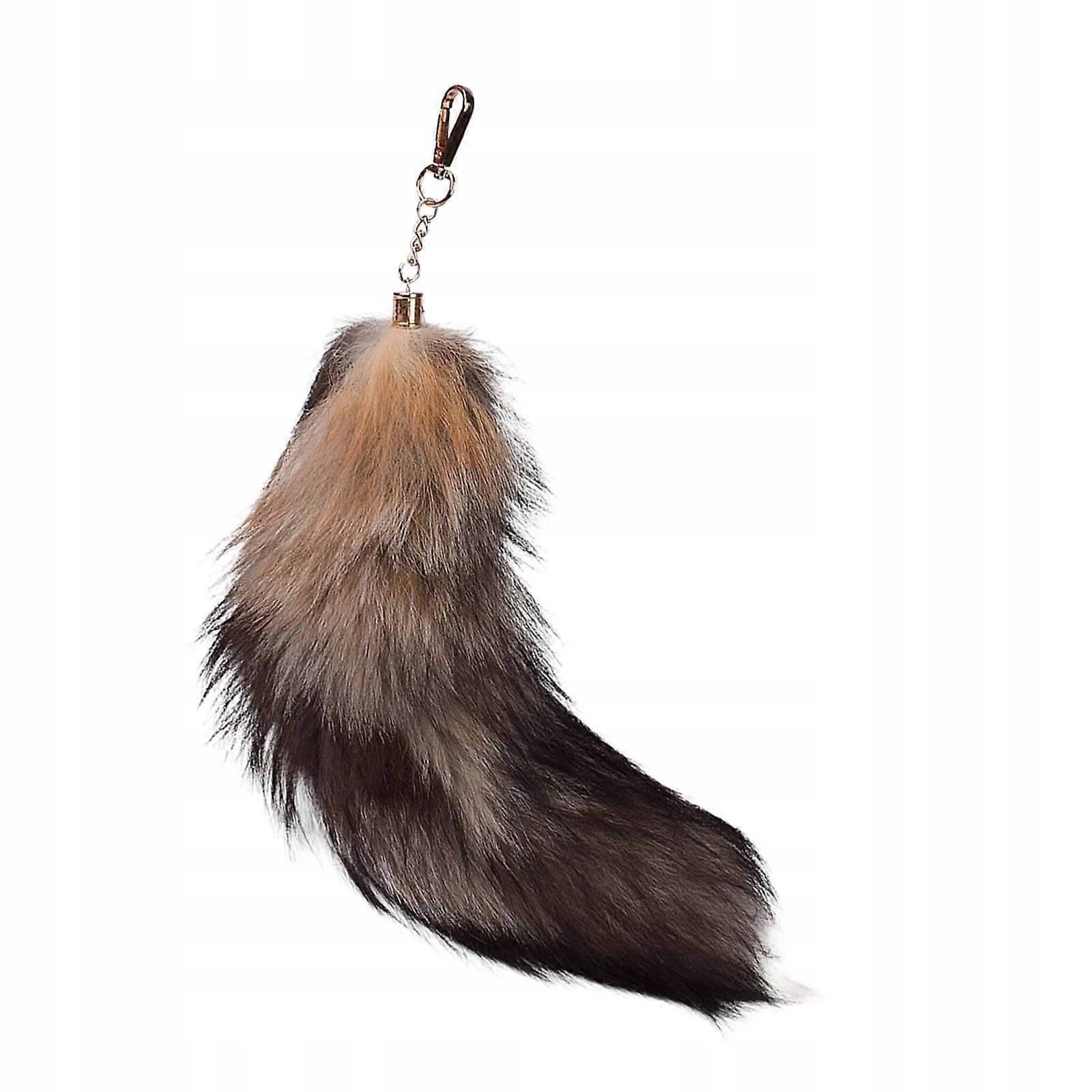 Faux Fur Tail Keychain 40cm Long Stylish Cosplay Toy With Hook Tote Style C