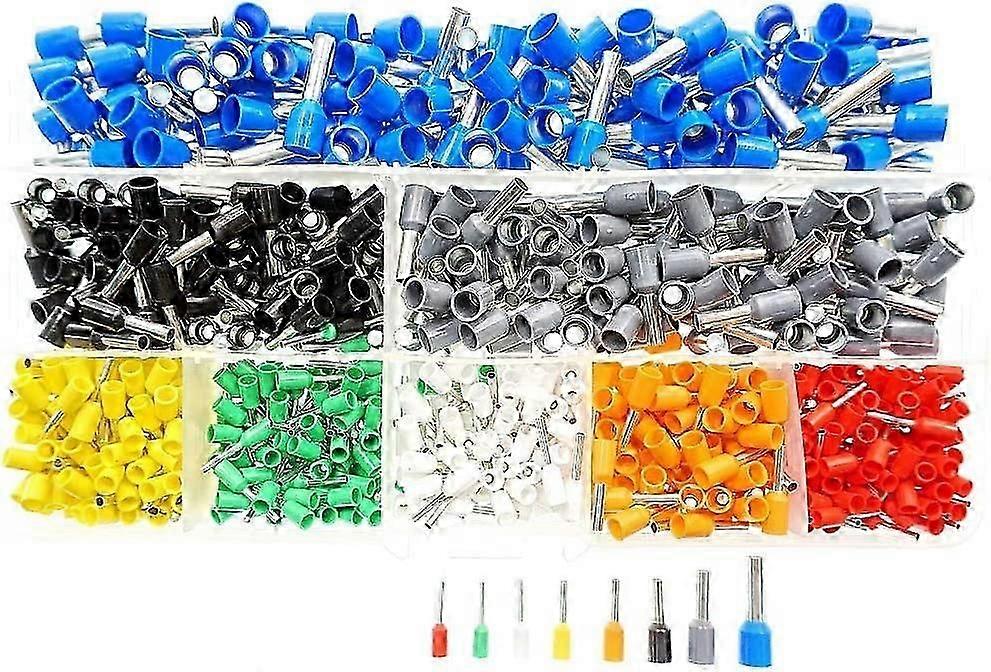 800Set Bootlace Ferrule Crimp Connector Insulated Cord Pin End Kit Assortment 0.5mm~6mmwith Storage Box