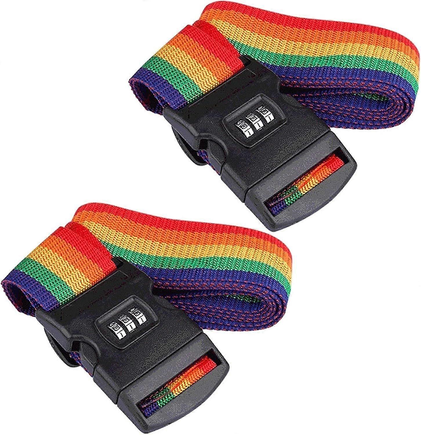 Adjustable Code Lock Luggage Strap - Fits 20-32 inch Luggage 2 Pieces