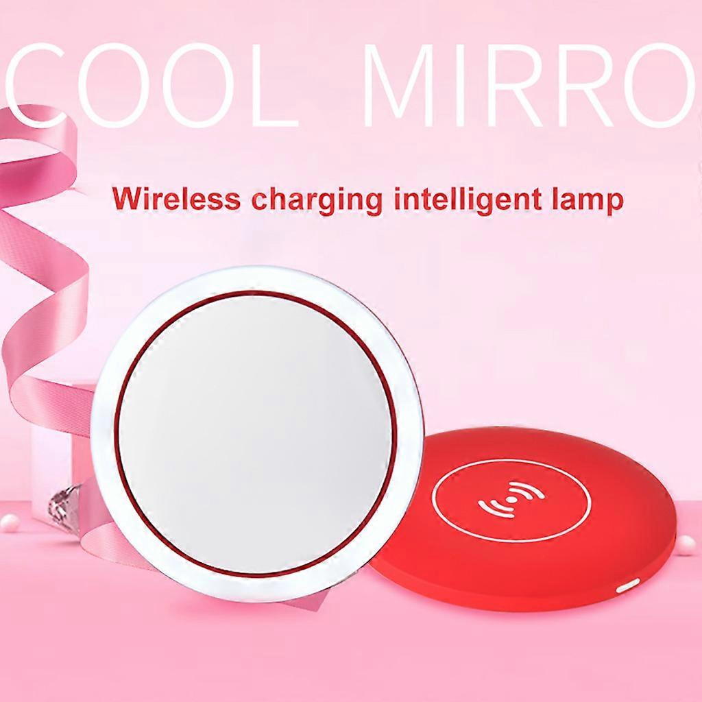 LED Makeup Mirror With USB Wireless Charging Modes Light Portable KKK