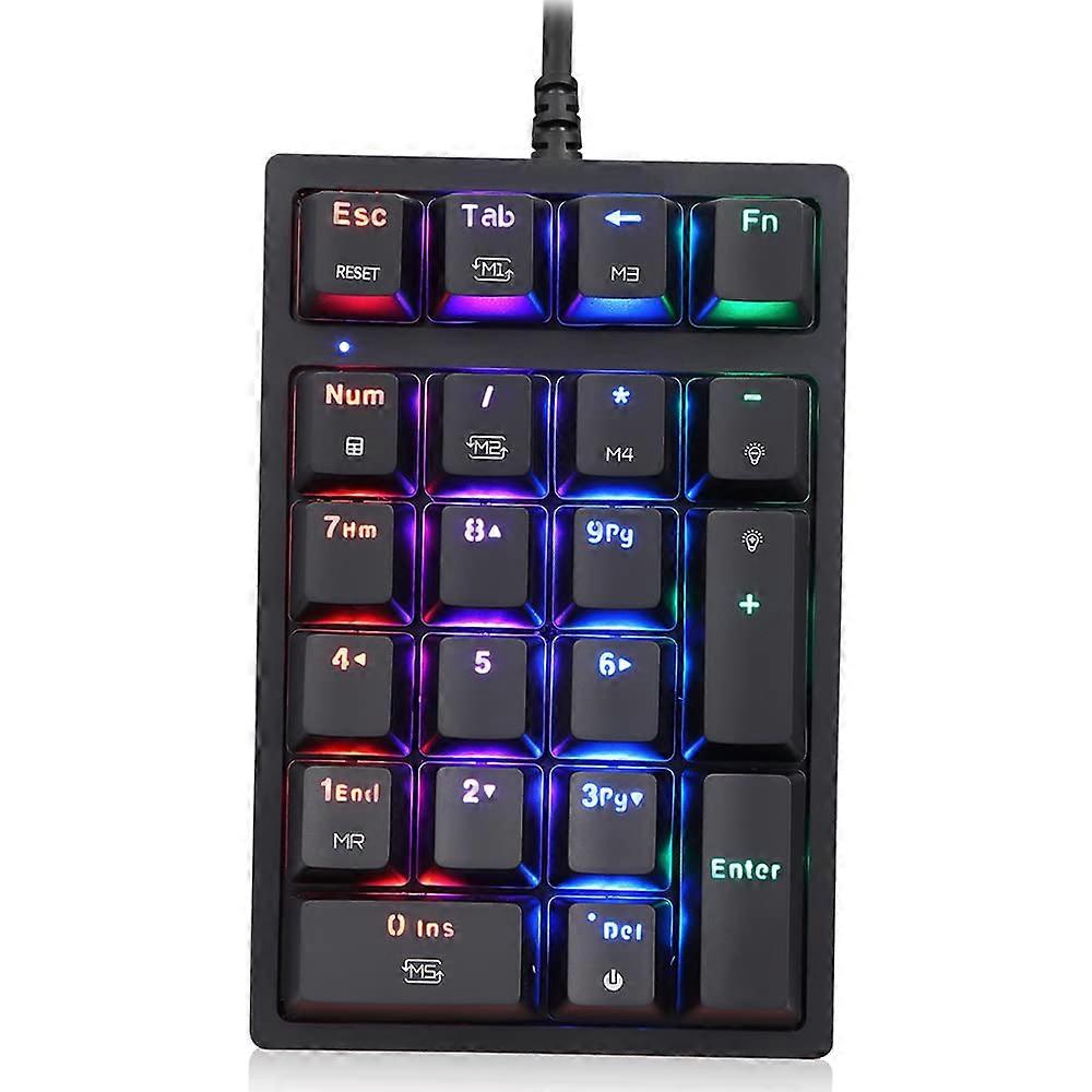 K24 Numeric Mechanical Keyboard 21 Keys USB Wired with 13 RGB Light Effects Red Color Ideal for Gamers and Office Use