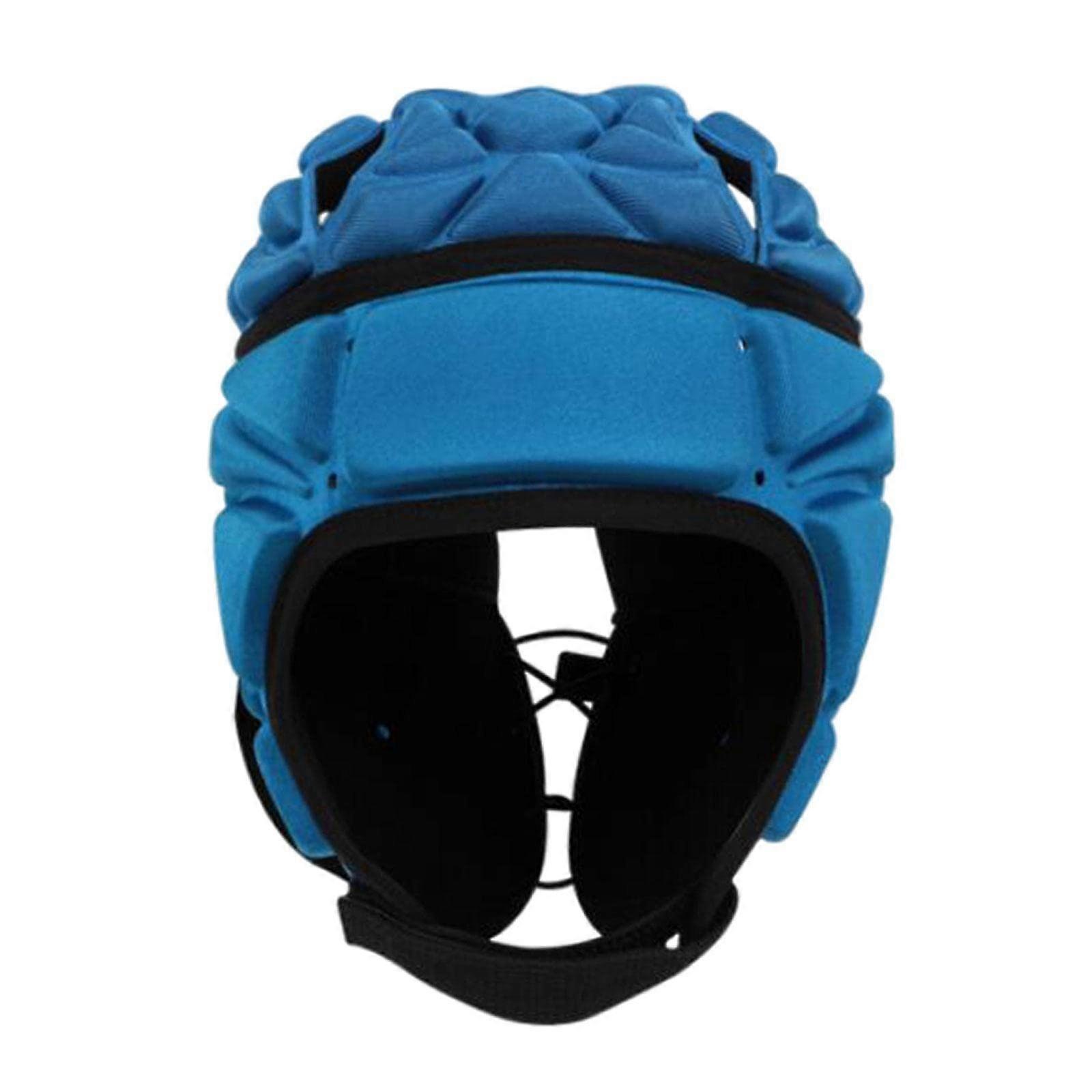Helmet Youth Rugby Headguard Ultralight Shockproof Sponge Adjustable Soft Shell Protector Blue
