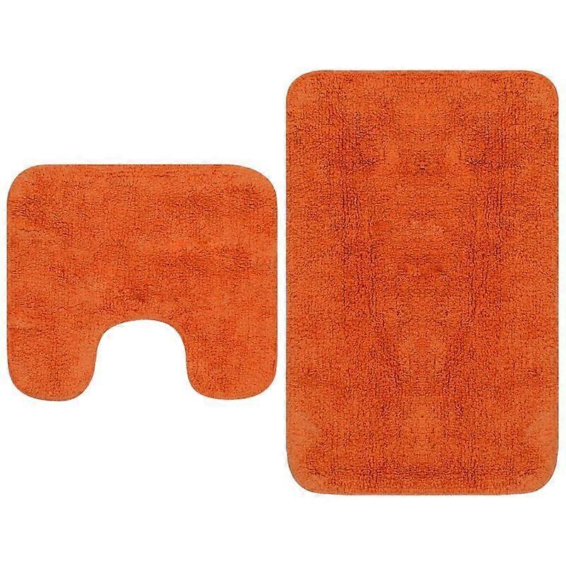 Bathroom Mat Set 2 Pieces Fabric Orange