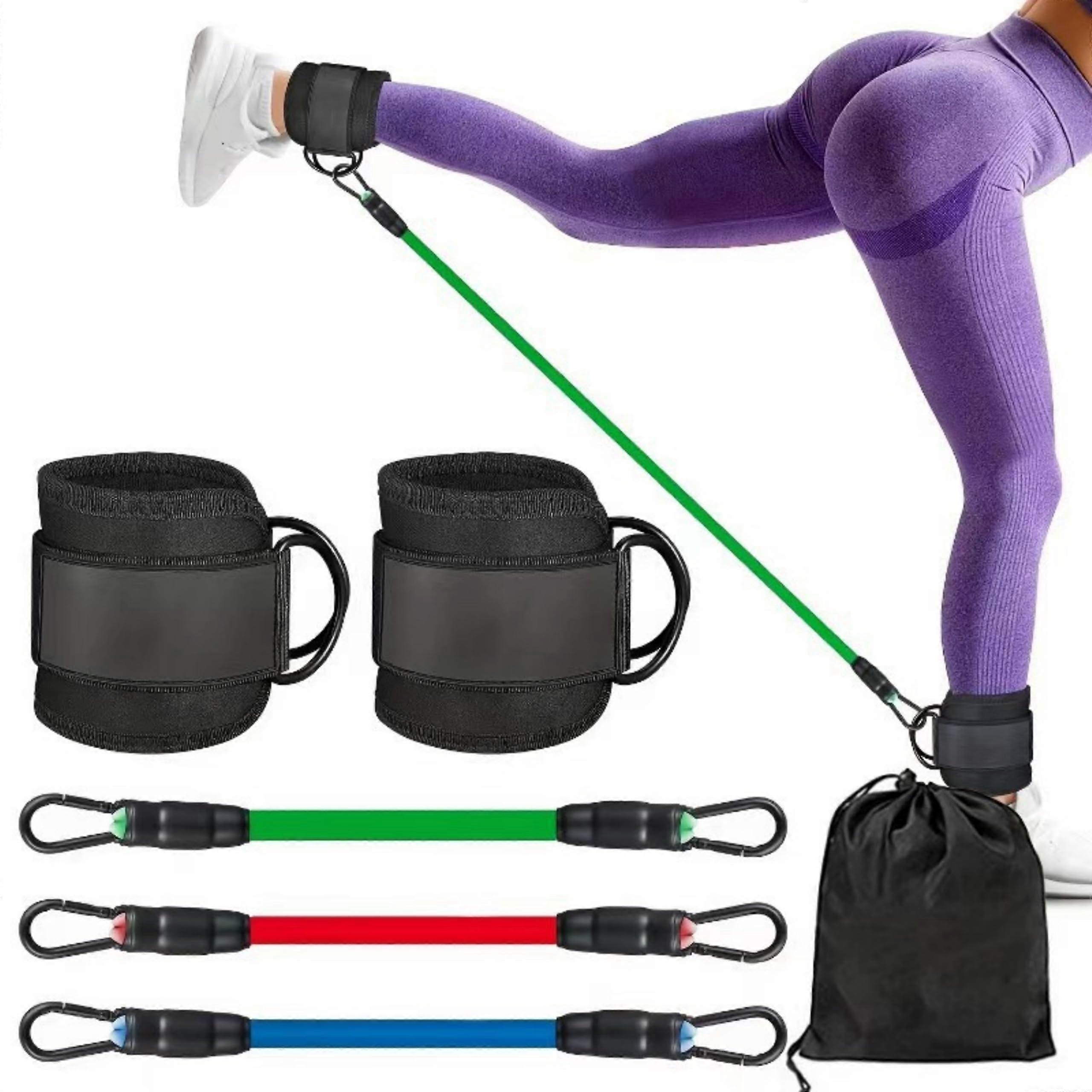 Hip Resistance Training Kit, 2 Ankle Rings + 3 Adjustable Resistance Bands+1 Storage Bag