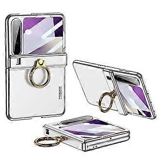GKK para Huawei Pura X Estuche con anillo Kickstand Bisagra magnética Cubierta de teléfono para PC con películas - Plata