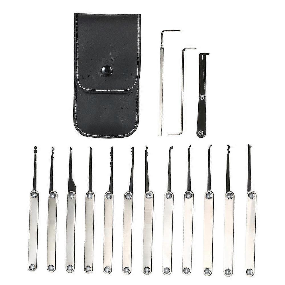 15 pcs lock picking set stainless steel lock kit practice training lock tool for locksmith beginners