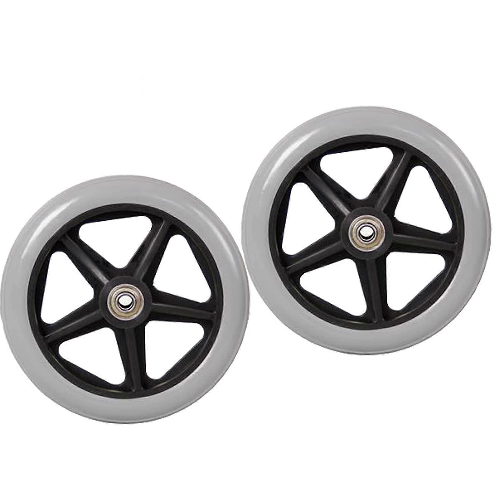 6 Inch Wheelchair Front Wheels, Solid Non-Slip Replacement Wheels with Bearings, Gray, Compatible with Standard Chairs