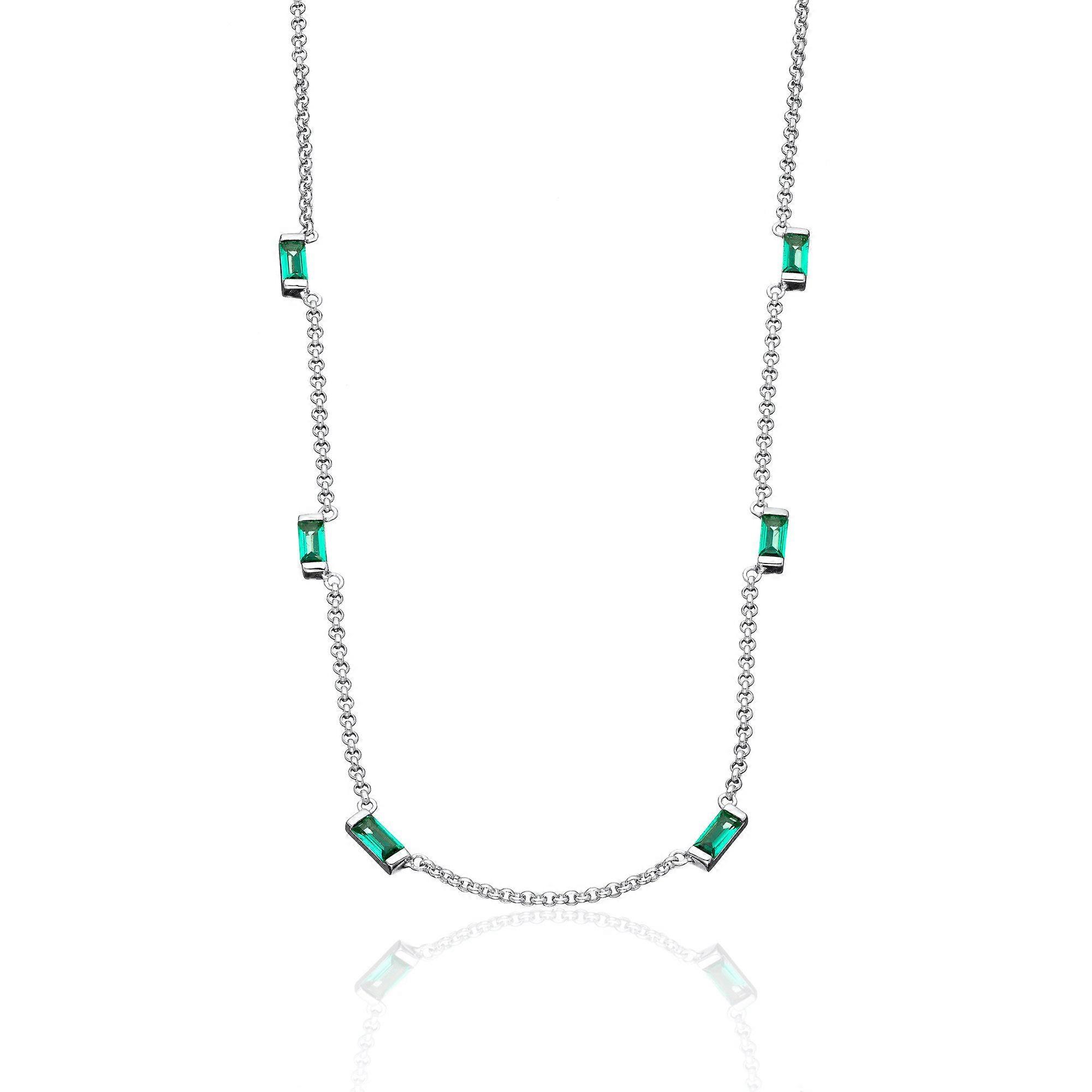 Cleopatra Green Baguette Chain Necklace