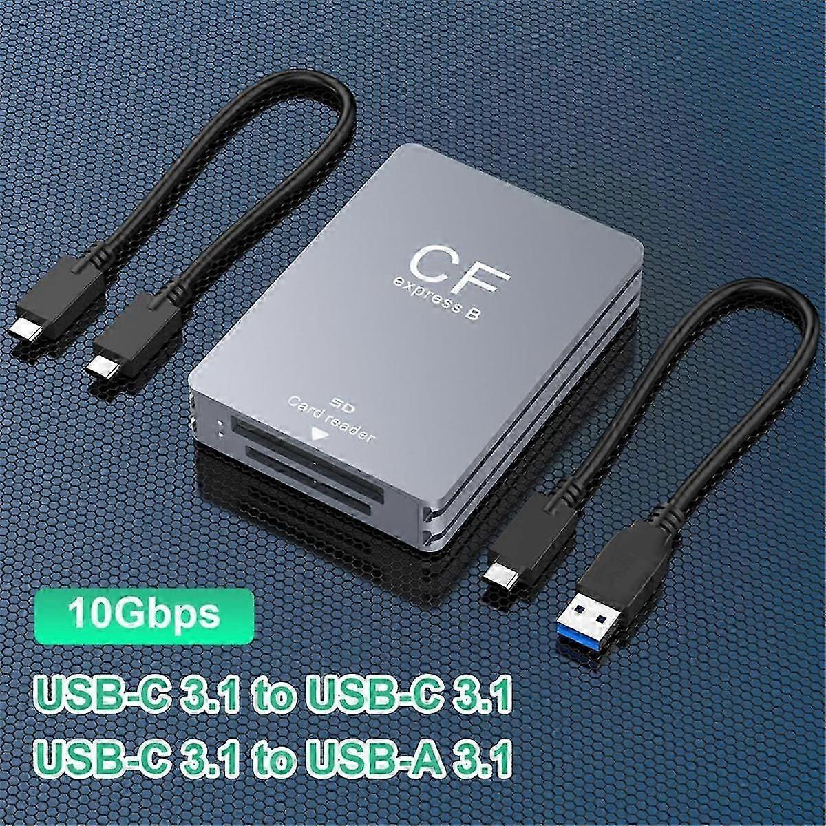 2 in 1 CFexpress Type B SD Card Reader CFexpress Reader USB 3.2 10Gbps Dual-Slot with /A Cable for
