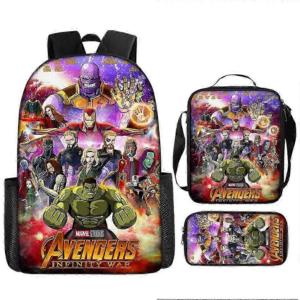 3pcs Boys Schoolbag The Avengers Iron Man Captain America Large Capacity Backpack