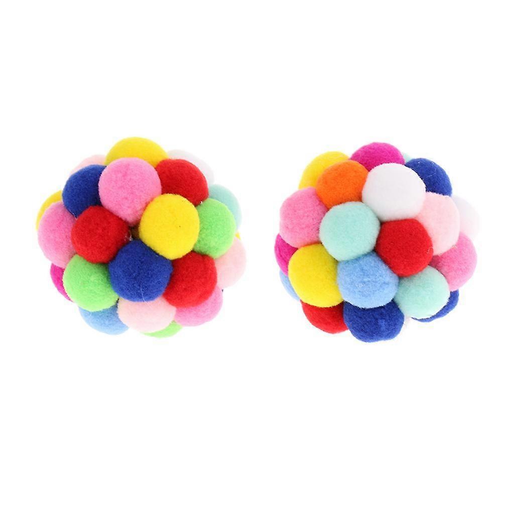 2 Pieces Cat Puppy Pet Colorful Sound Ball Bell Chewing Exercise