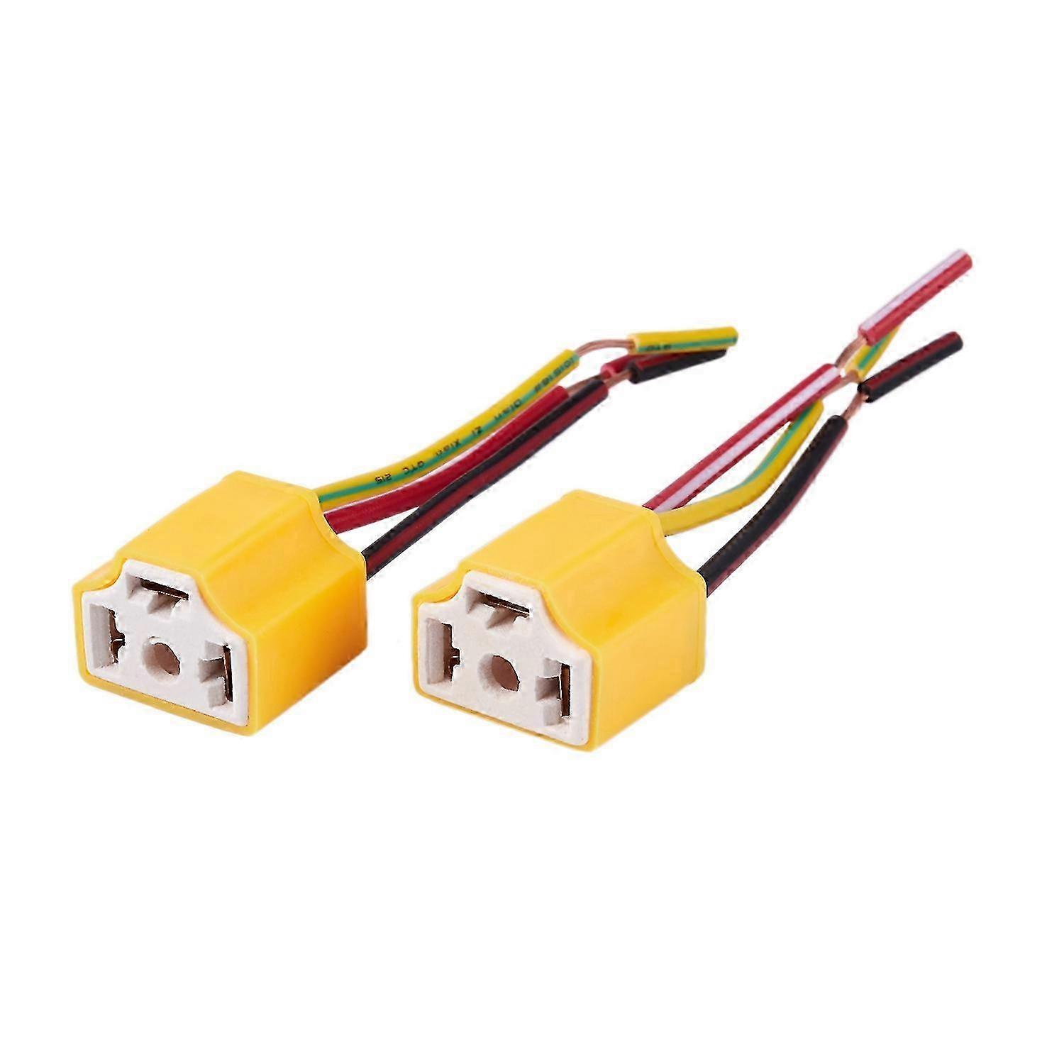 2Pcs H4 9003 HB2 Female Ceramic Headlight Socket Plug Wire Harness Connector