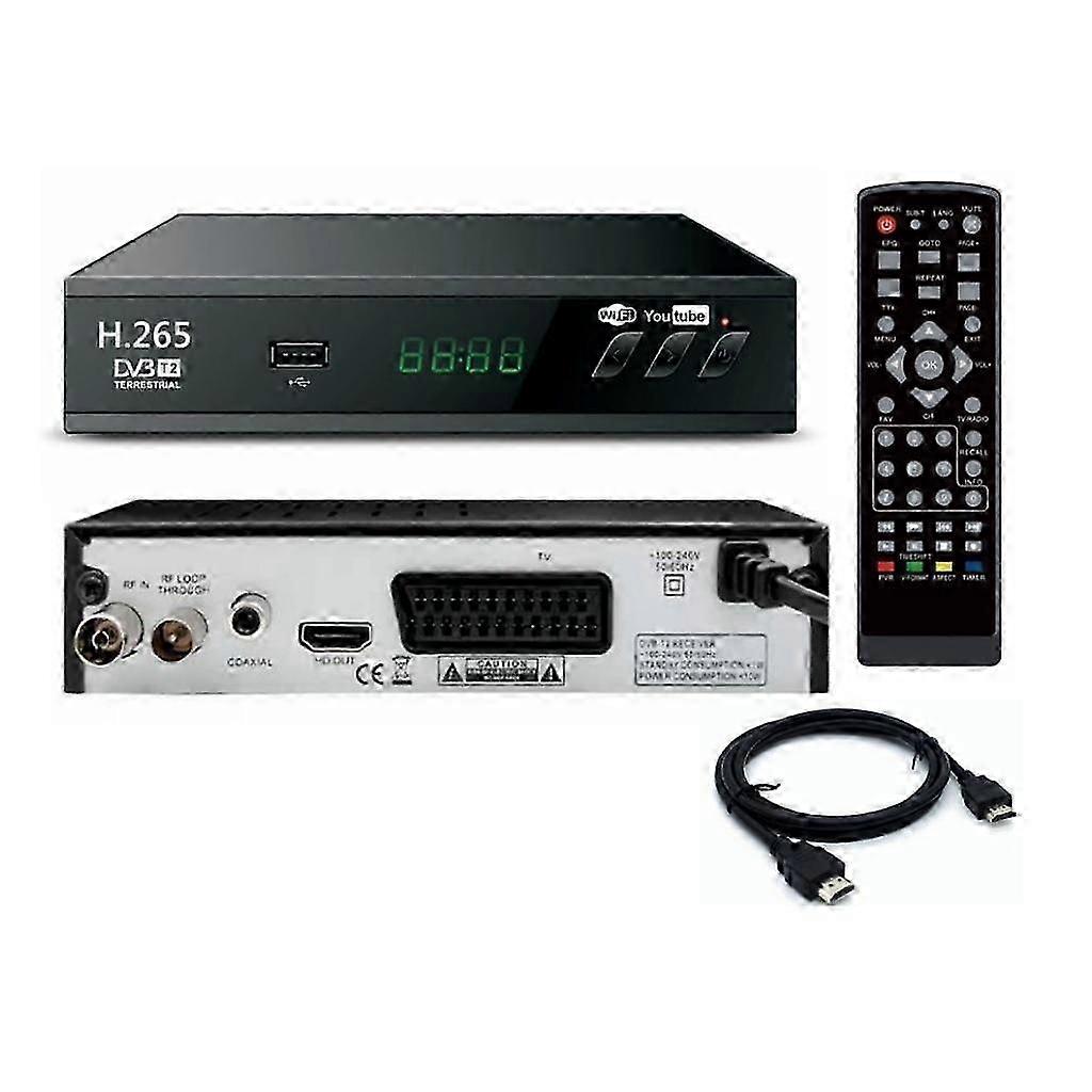 DVB T2 HEVC 265 Digital TV Tuner DVB-T2 265 1080P HD Decoder USB Terrestrial TV Receiver EPG Set Top Box,EU PlugBlack SZRH A-B