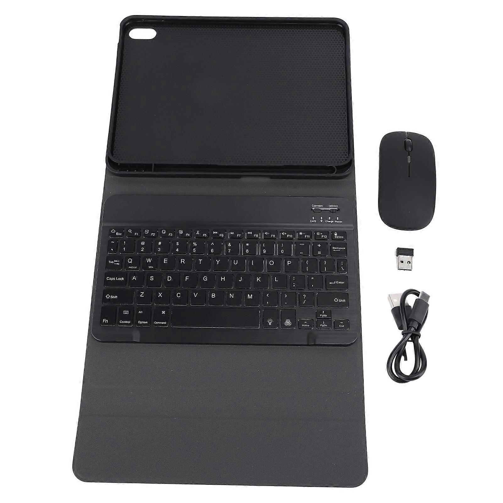 Wireless Keyboard Case with Mouse for 10.9 Inch Tablet 2022 Black RGB Lights Combo