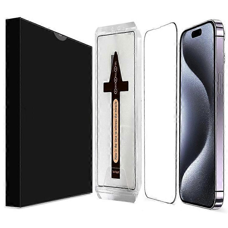 iPhone 15 Pro強化ガラスHDクリアスクリーンプロテクター、自動ダスト除去ツールに対応