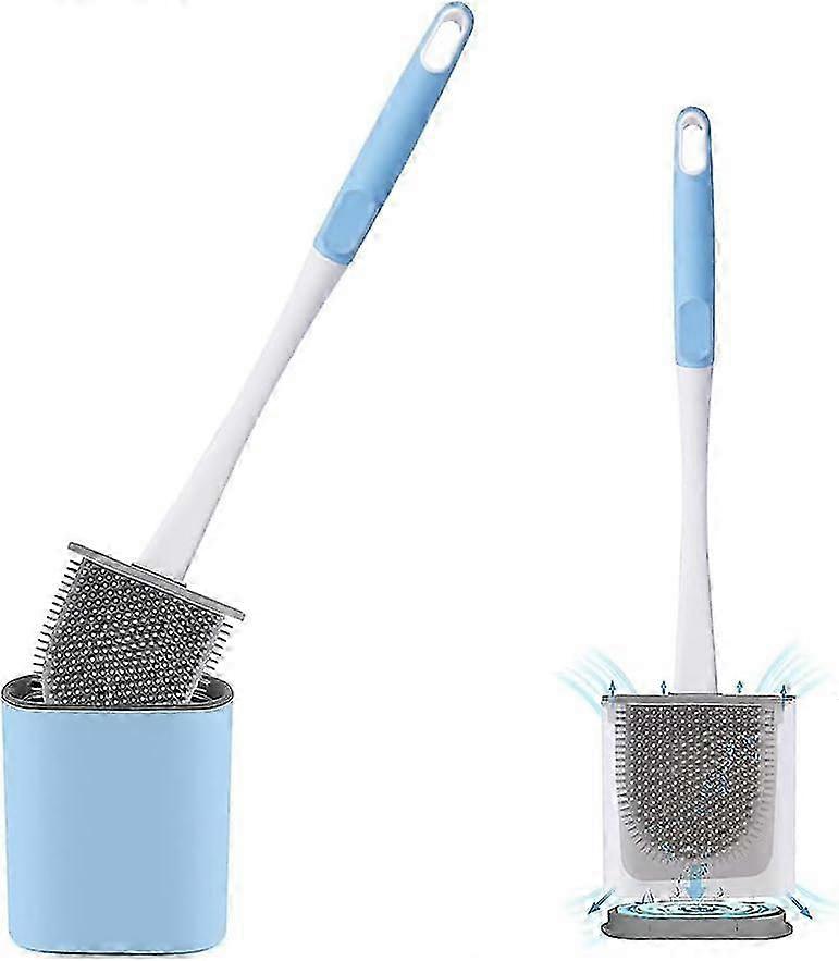 ブルートイレブラシ、ホルダー付きシリコントイレブラシ、バスルーム用クイックドライハンギングトイレブラシ