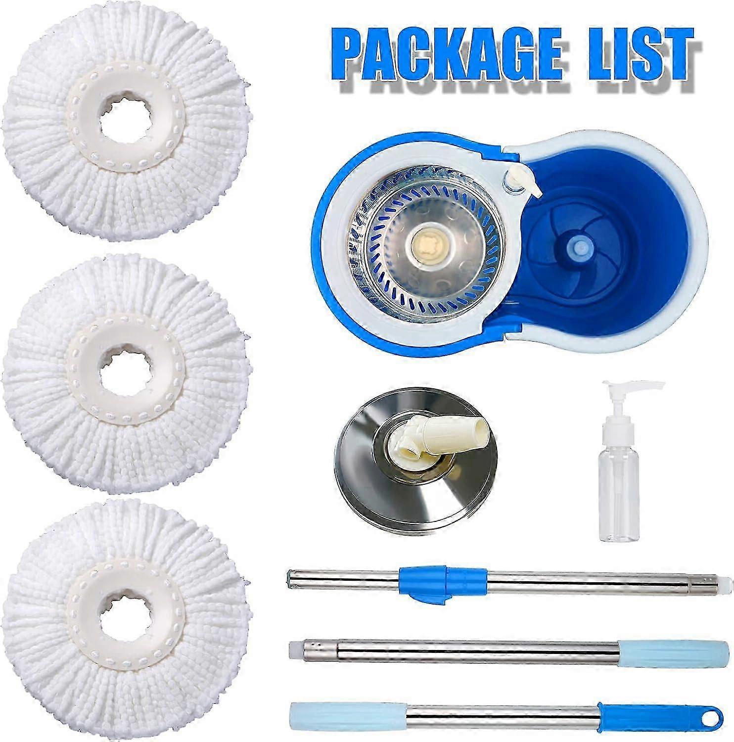 Spin Mop Bucket System with Wringer Set Magic Round Mops Household Floor Cleaning Tools, 360° Rotating Extantable Handle Mops 2025