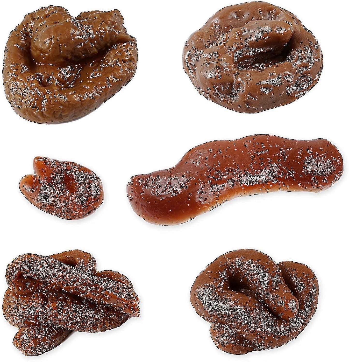 6pcs Realistic Floating Fake Dog Poop Toys for April Fools Pranks, 6 Shapes with Drawstring Bags