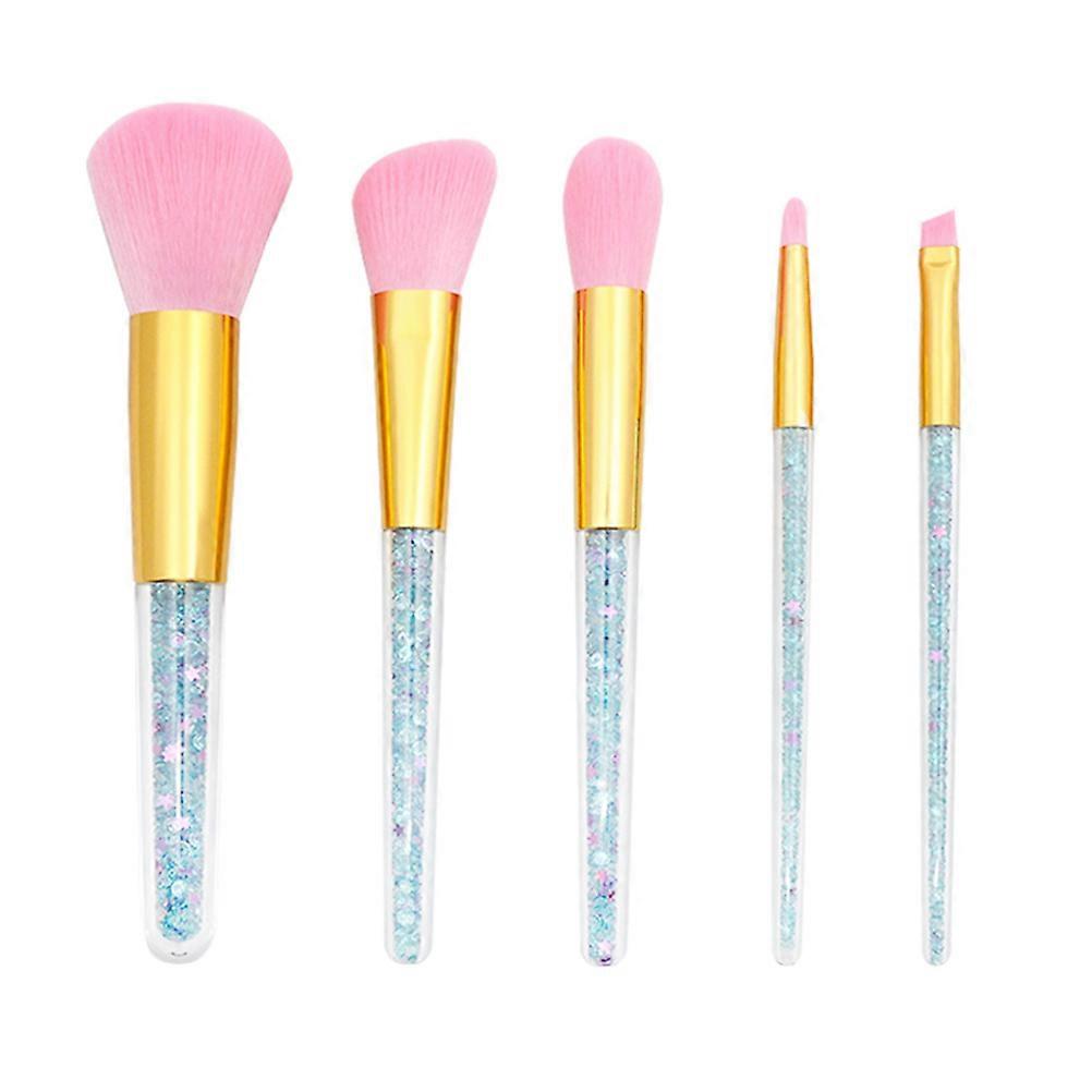 Cosmetics Brush Set Daily Use Round Handle Square Brush Head Creative Makeup Kit Liquid Foundation Cosmetics Powder Eyebrow Brush 5Pcs