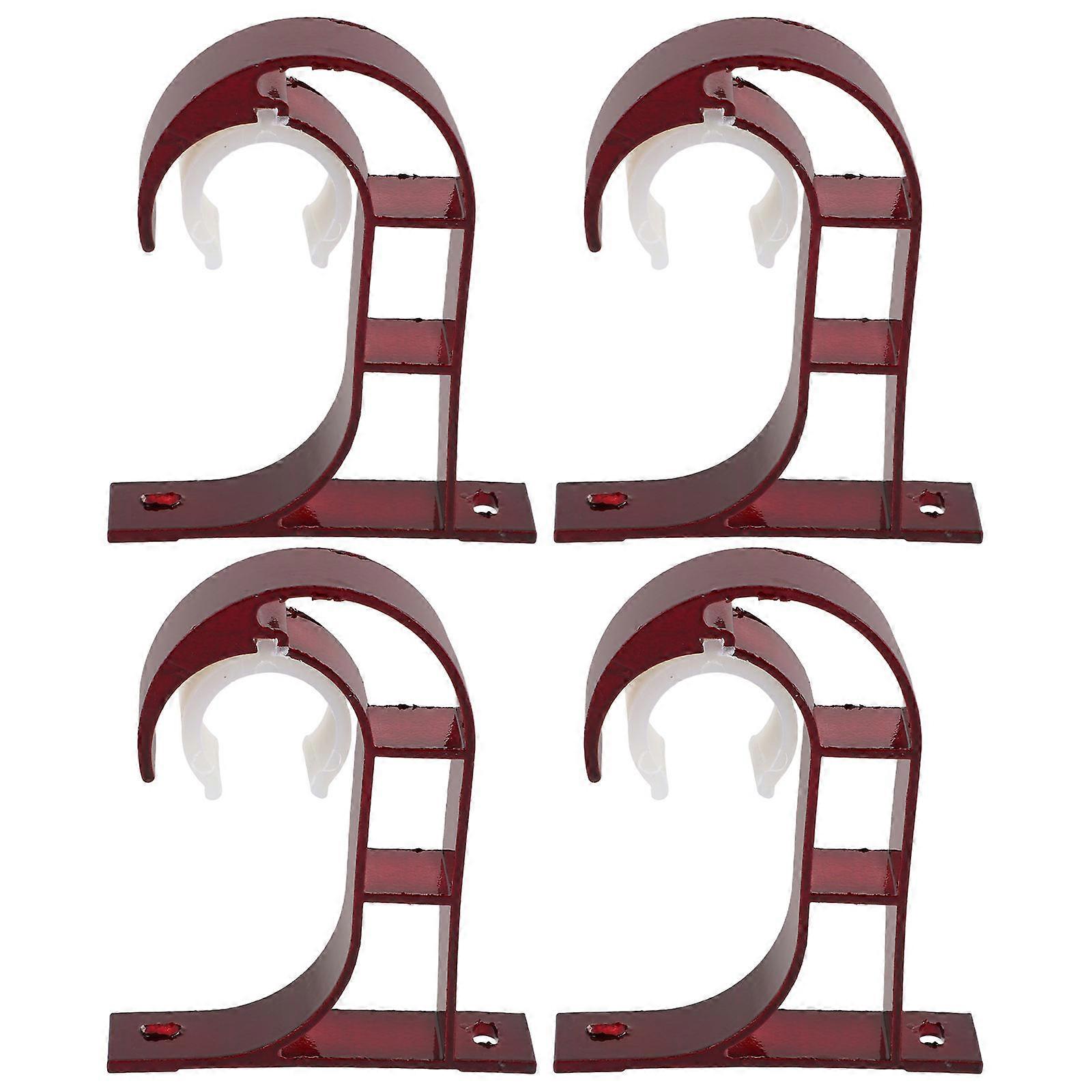 Curtain Rod Support Bracket Heavy Duty Curtain Rod Holder for Ceiling Setup Red Color Aluminium Alloy Material Stable Support 8.80X7.40X1.60CM 4Pcs