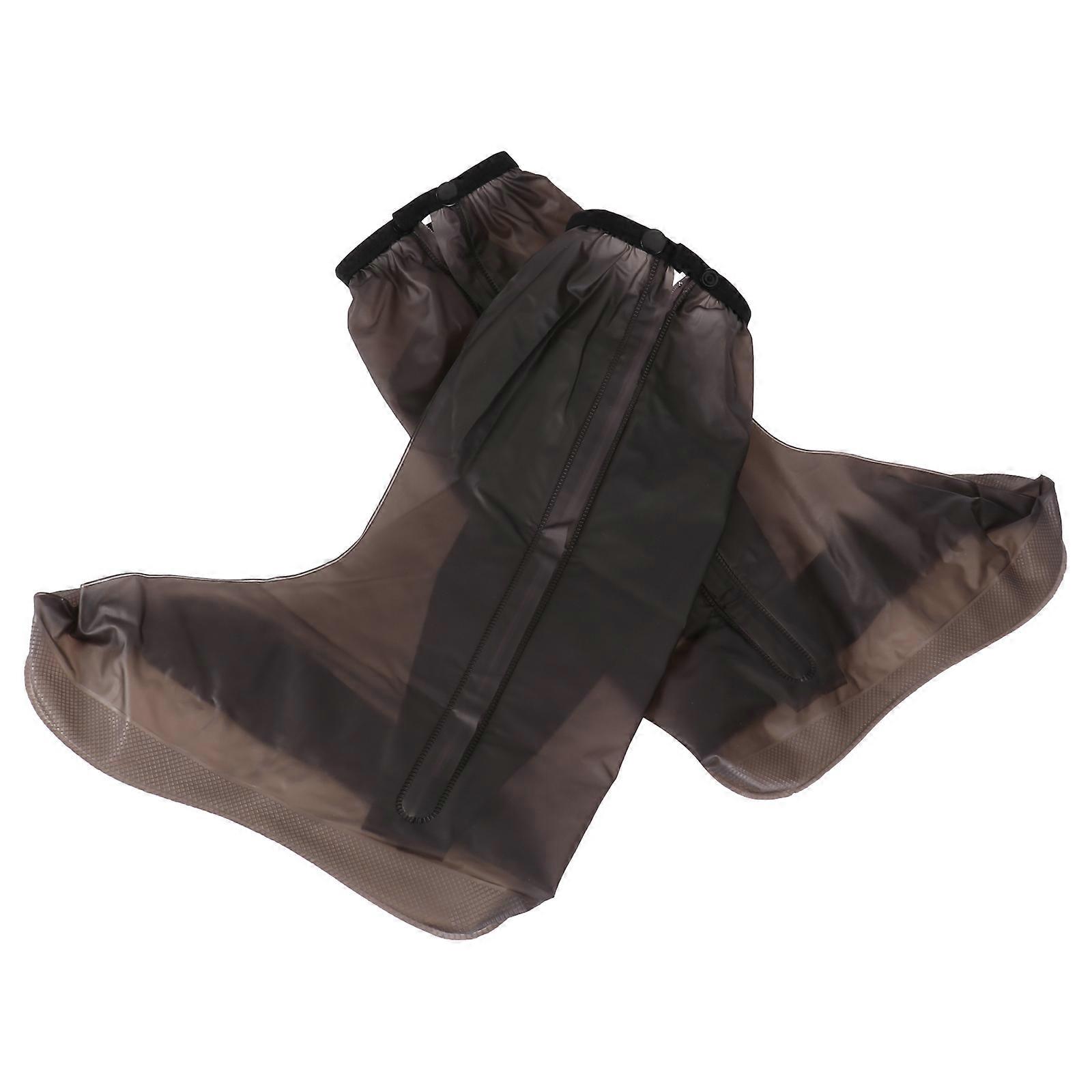 Cycling Rain Shoe Cover High Tube Waterproof Non-slip PVC Coffee Size M 1Pair