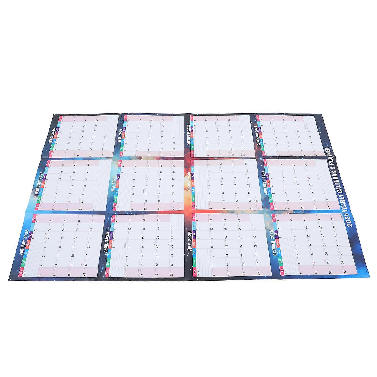 2026 לוח שנה קיר שנתי דו צדדי הפיך שימוש ביתי שימוש משרדי 1 סט