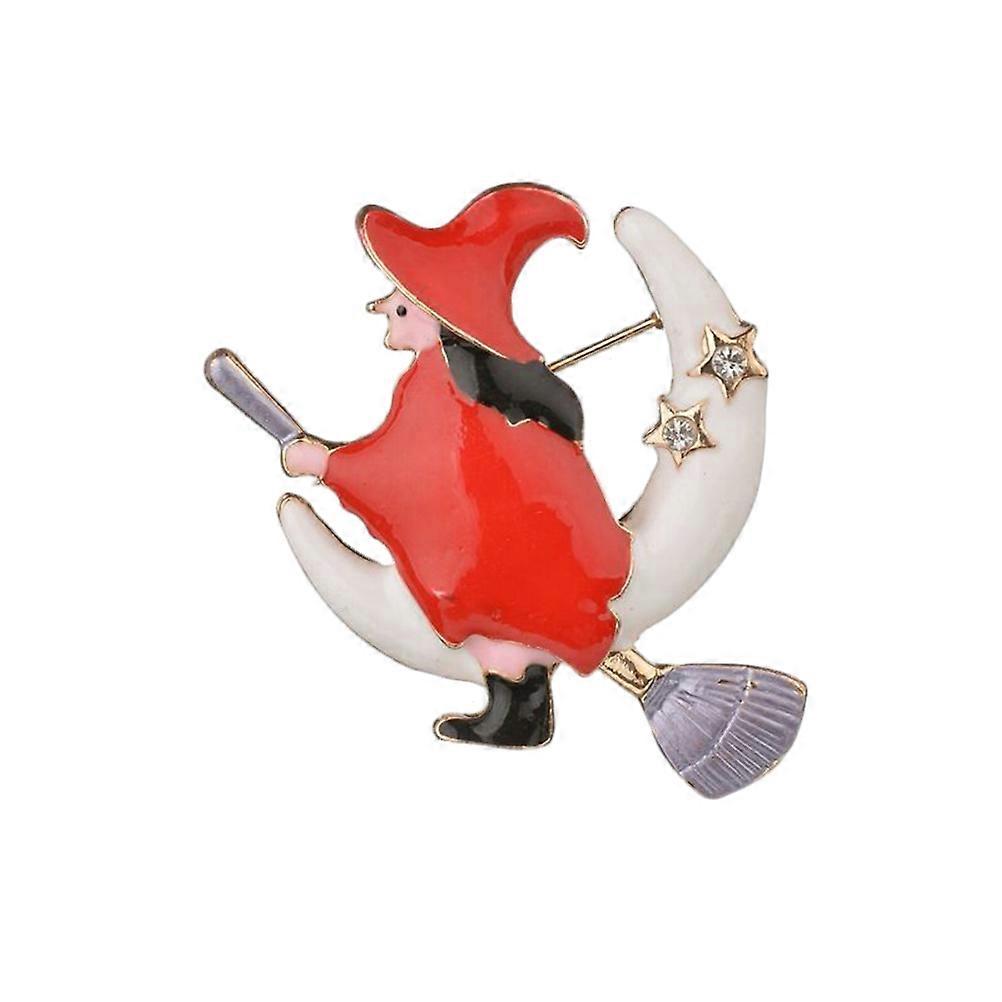 Red Brooches for Women Classic Style Witch Pin Dark Red Color Christmas Decorations 2.2 1.8 0.8in 1Pack