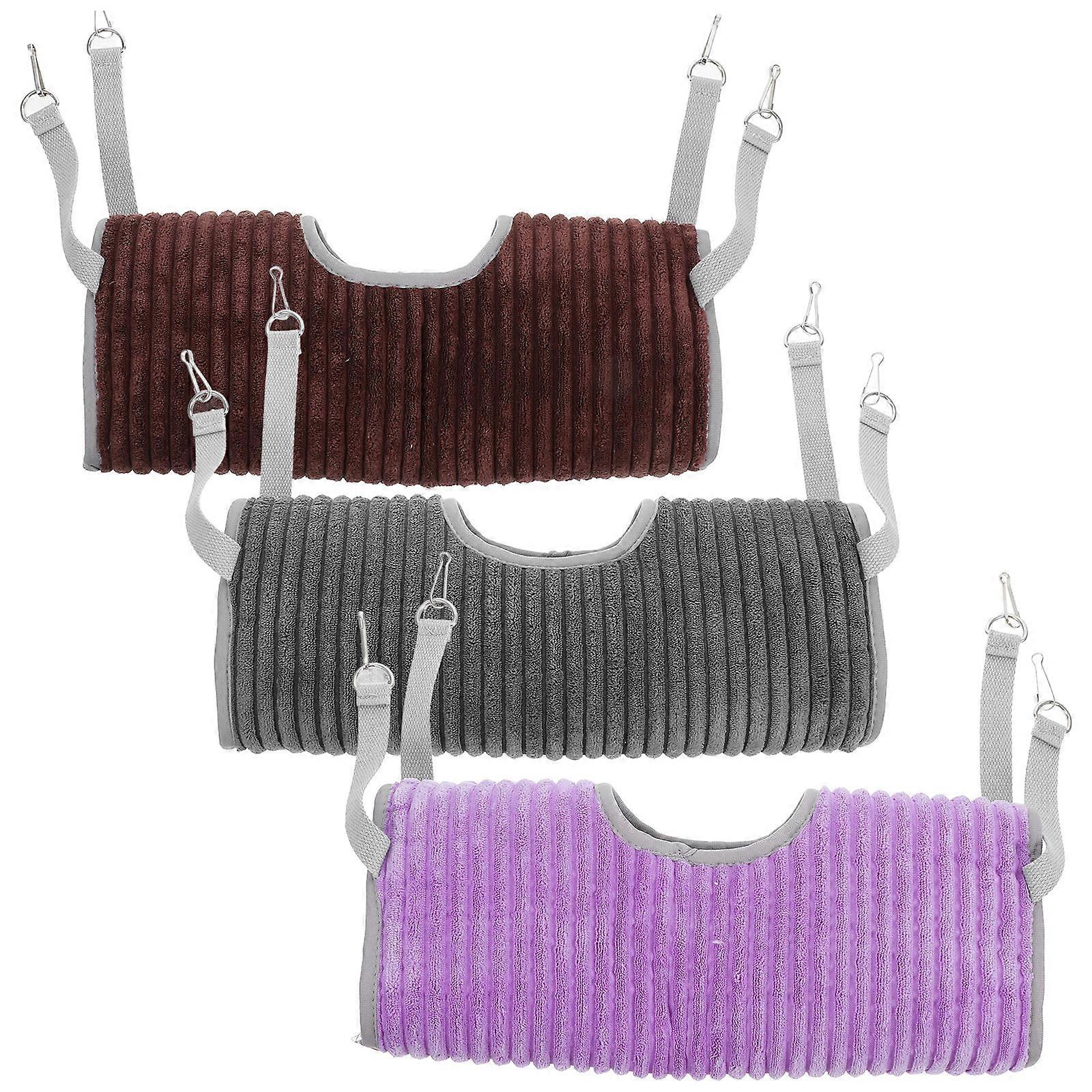 Pet Hammocks Hamster Hanging Bed Cozy Ferret Bed Soft Rat Hammock Warm Rabbit Bedding Small Animal Hammock Rectangular Resting 3Pcs