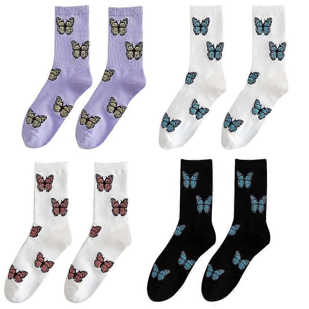 Ladies Cotton Socks Comfortable Breathable Socks Women Sports Purple Elasticity 32*5*1cm Easy to Clean 4 Pair