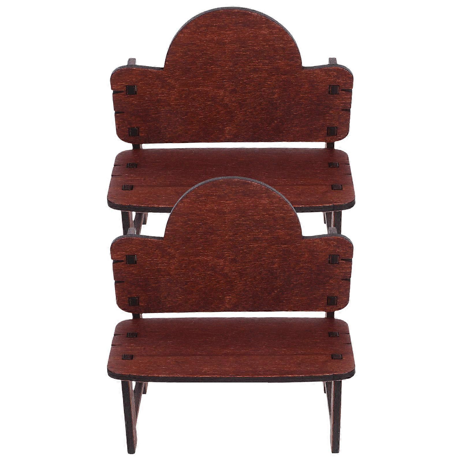 Vintage Miniature Chairs Set Solid Wood Dollhouse Furniture for Micro Landscape & Desktop Decor Unique Natural Finish Design for Cozy Home