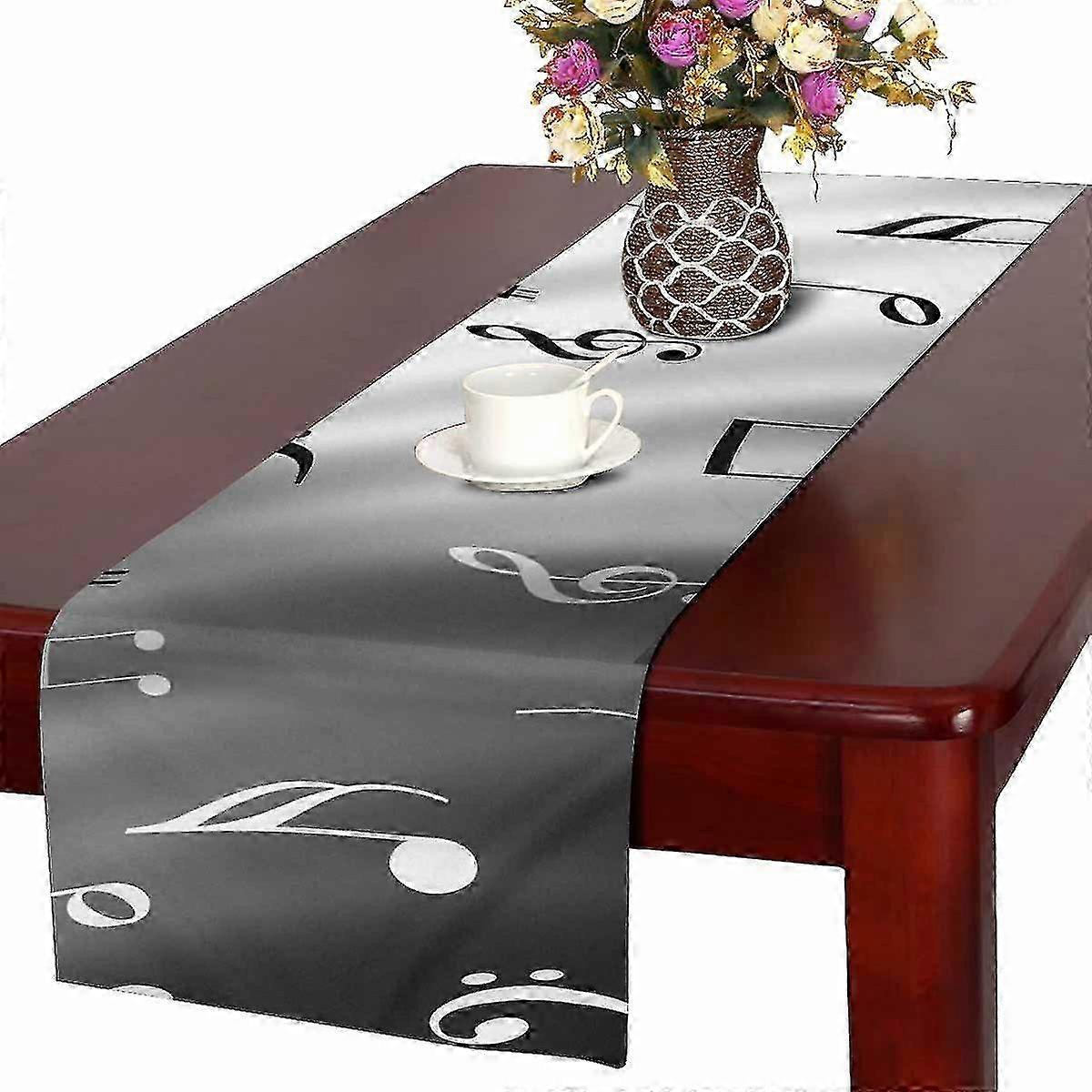 Music Notes Table Runner Suitable for Wedding Party Decoration and Kitchen Decor Measuring 35x180 Cm