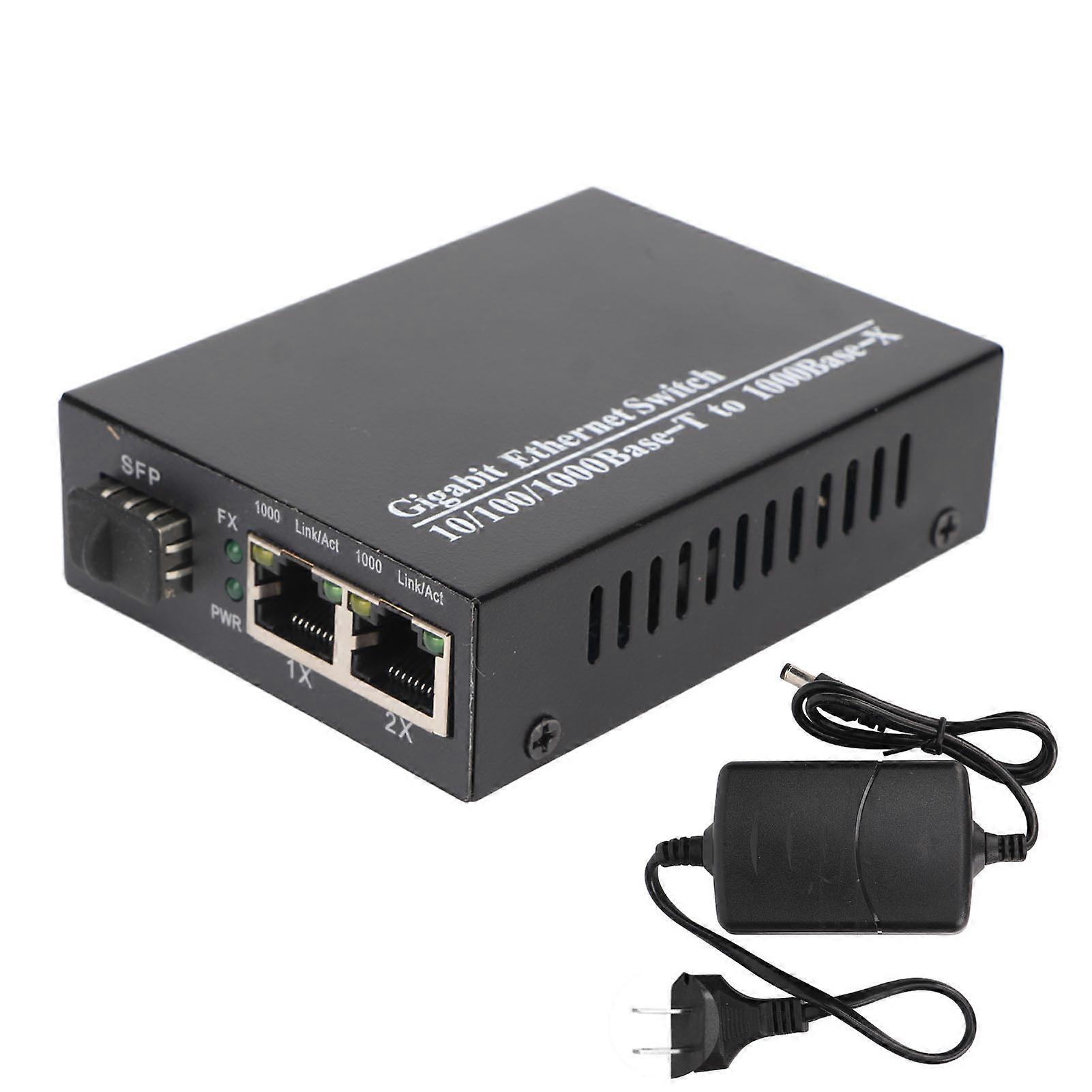 Gigabit SFP to RJ45 Fiber Optic Transceiver, Multi-function Optical Media Converter, 100-240V US Plug