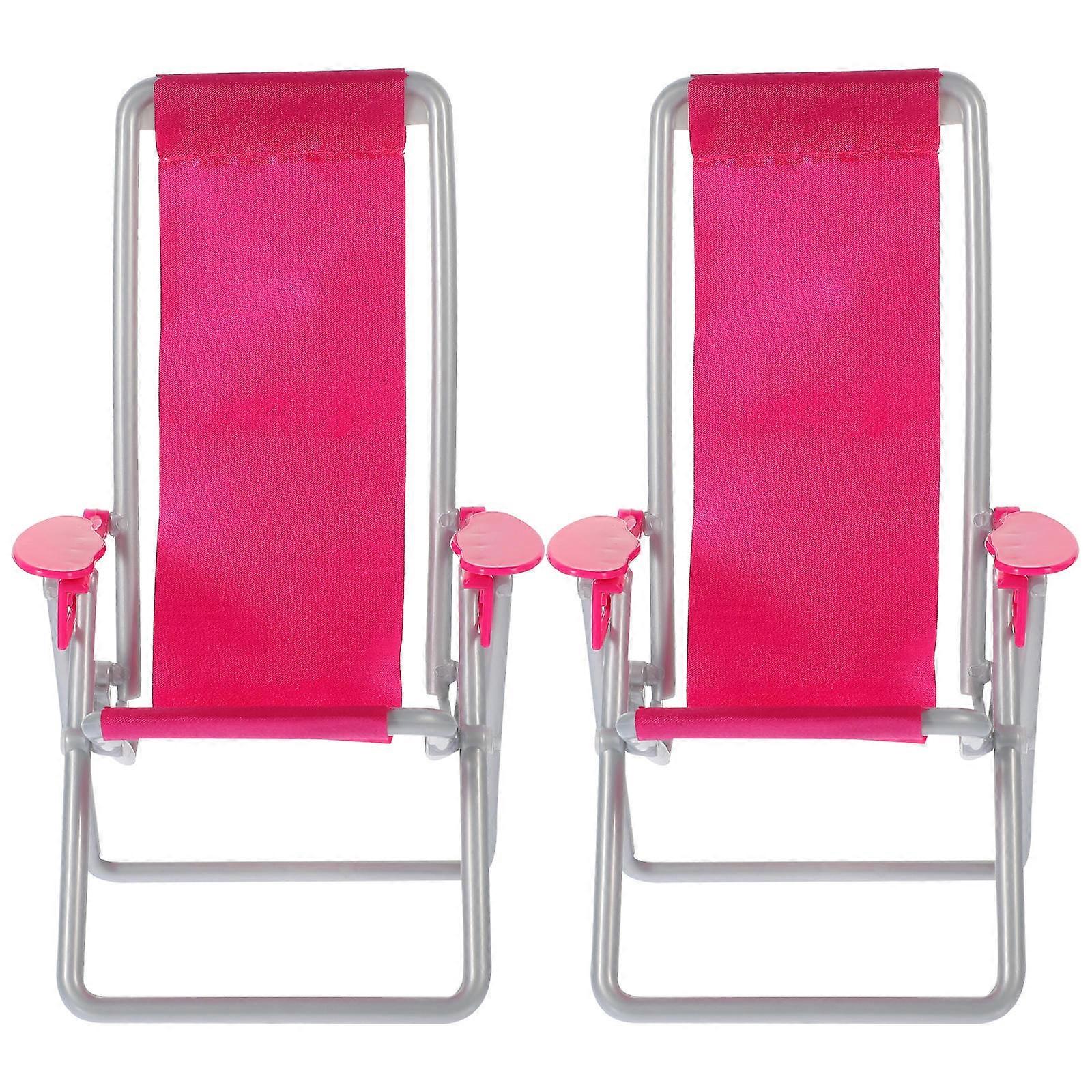 2pcs Mini Folding Deck Chairs Lightweight Reclining Beach Chair Models for Home Decor, Garden Ornament, and Photography Props Detailed Design