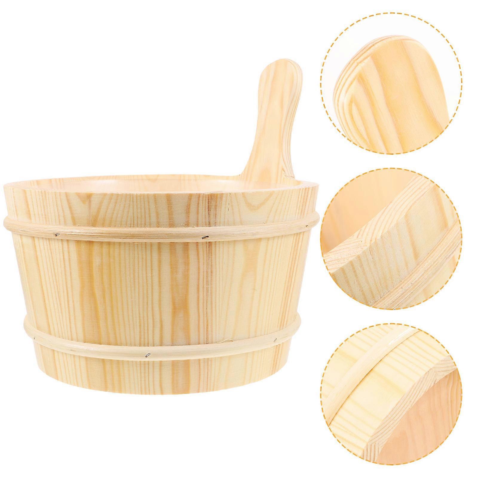 Sauna Bucket Kit Wooden Barrel For Sauna Use Light Yellow 26.50X26.50X26.00CM Storage 1Pcs