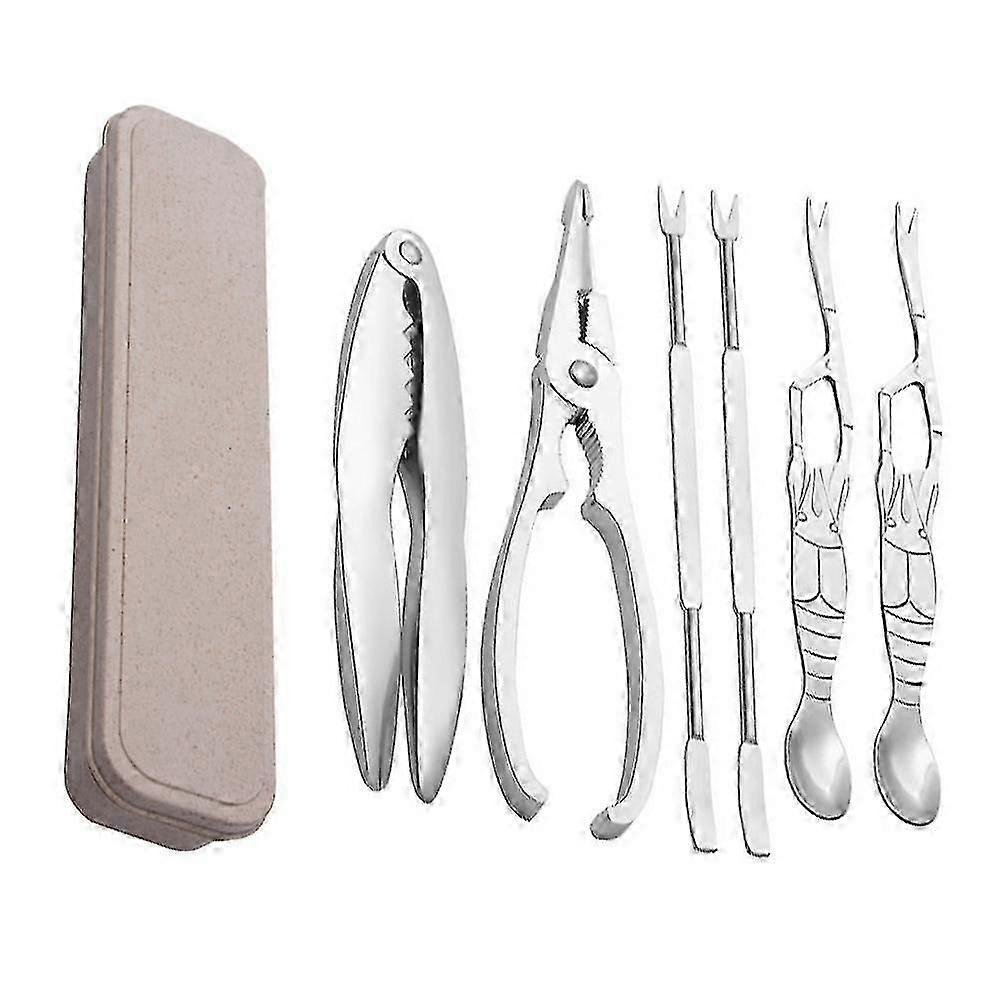 1 Set/6pcs aço inoxidável Crab Tools Crab Peel Tools Ferramentas de frutos do mar com caso