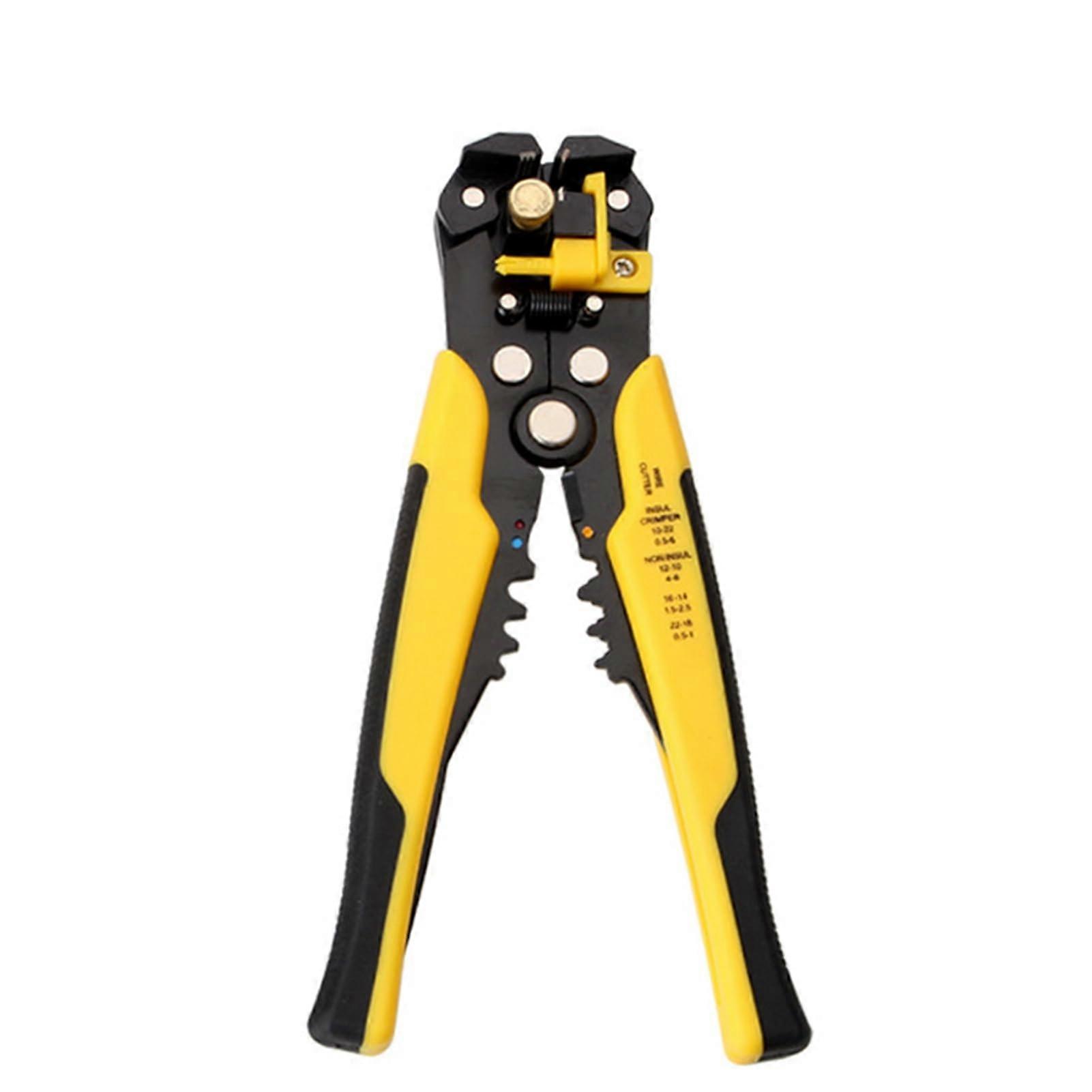 Automatic wire stripper tool, steelplastic crimping die with 4 mm base plate for cable processing in industrial electrical projects (Yellow)