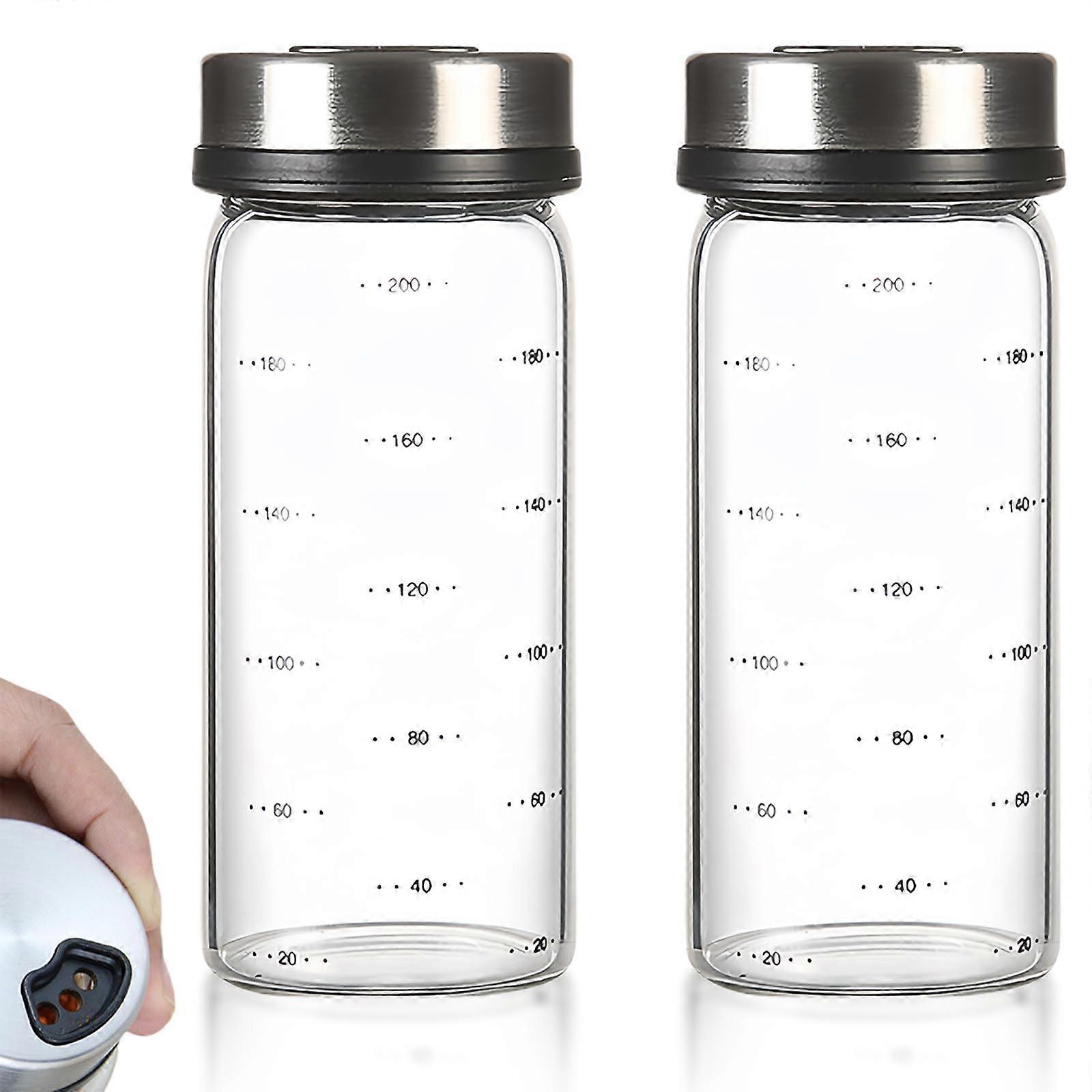Spice Jars 200 ml: Borosilicate Glass with Twist Lid, Spice Shaker for Kitchen