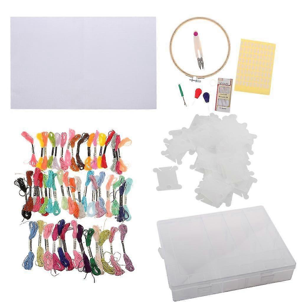 Embroidery Starter Kit with 50 Color Threads & Cross Stitch Hoops & Needles