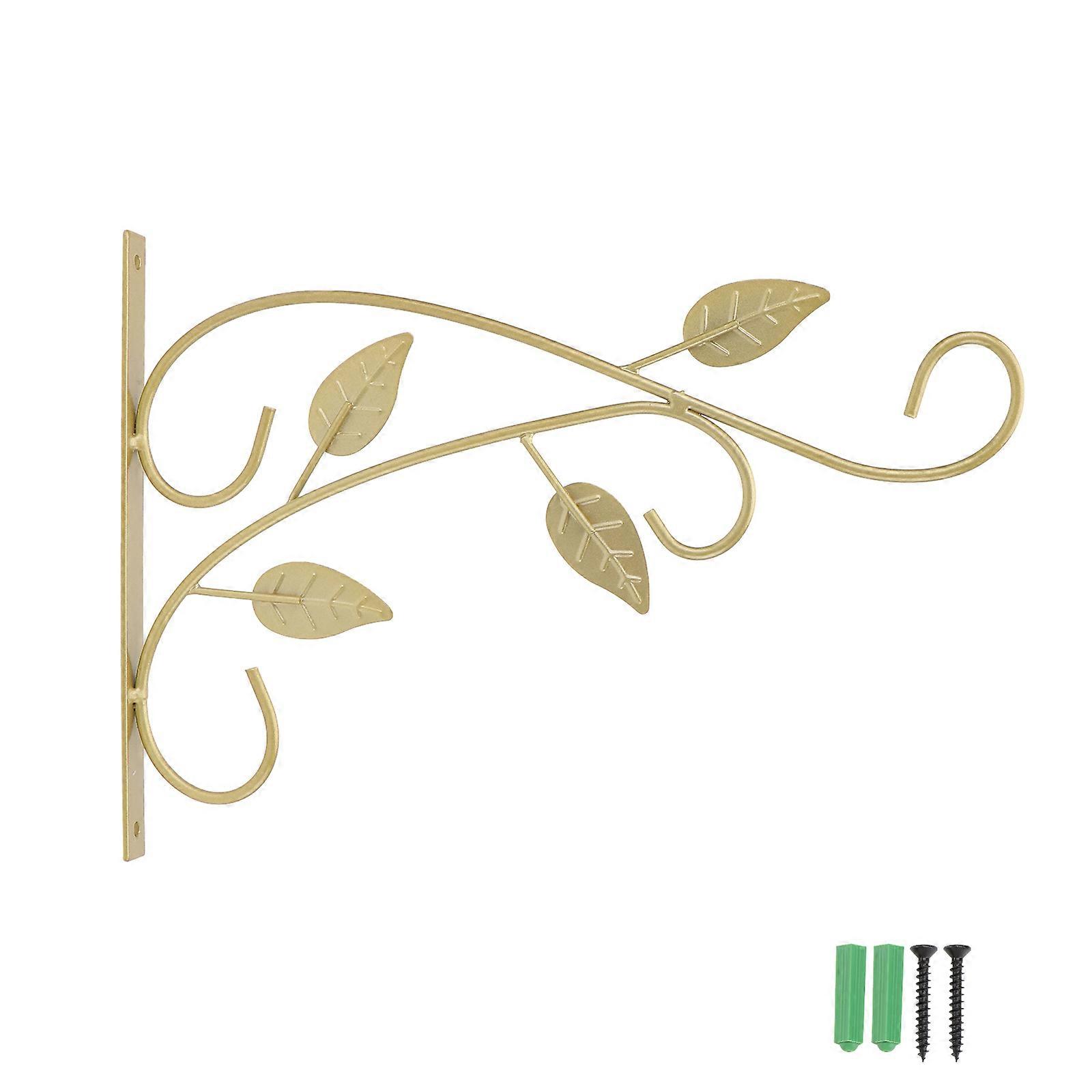 رف زهور الحديد الذهبي زهرية الرف مثبت على الحائط سهل التركيب حامل نباتات حديقة 30x21.5 سم 1 قطعة