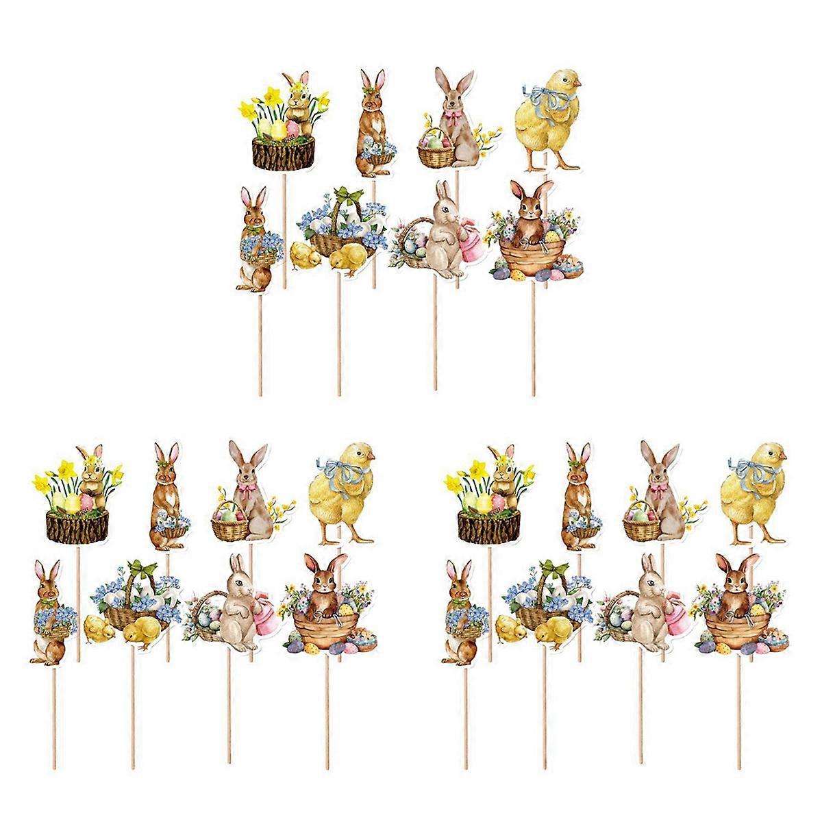 8Pcs Cute Chick Egg Style Cupcake Topper Easter Festival Decor