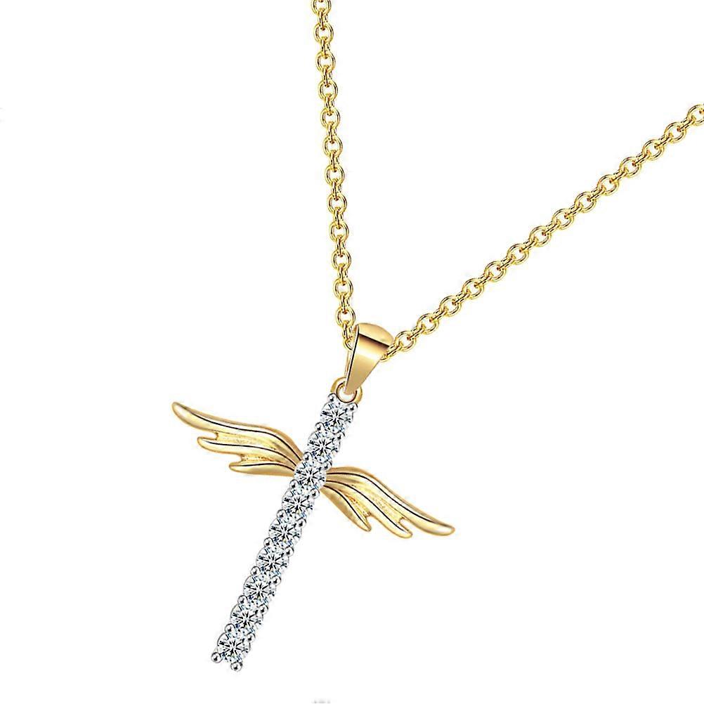 Copper Necklace with Cross Pendant for Decor Golden Color Durable and Safe to Use 1pc