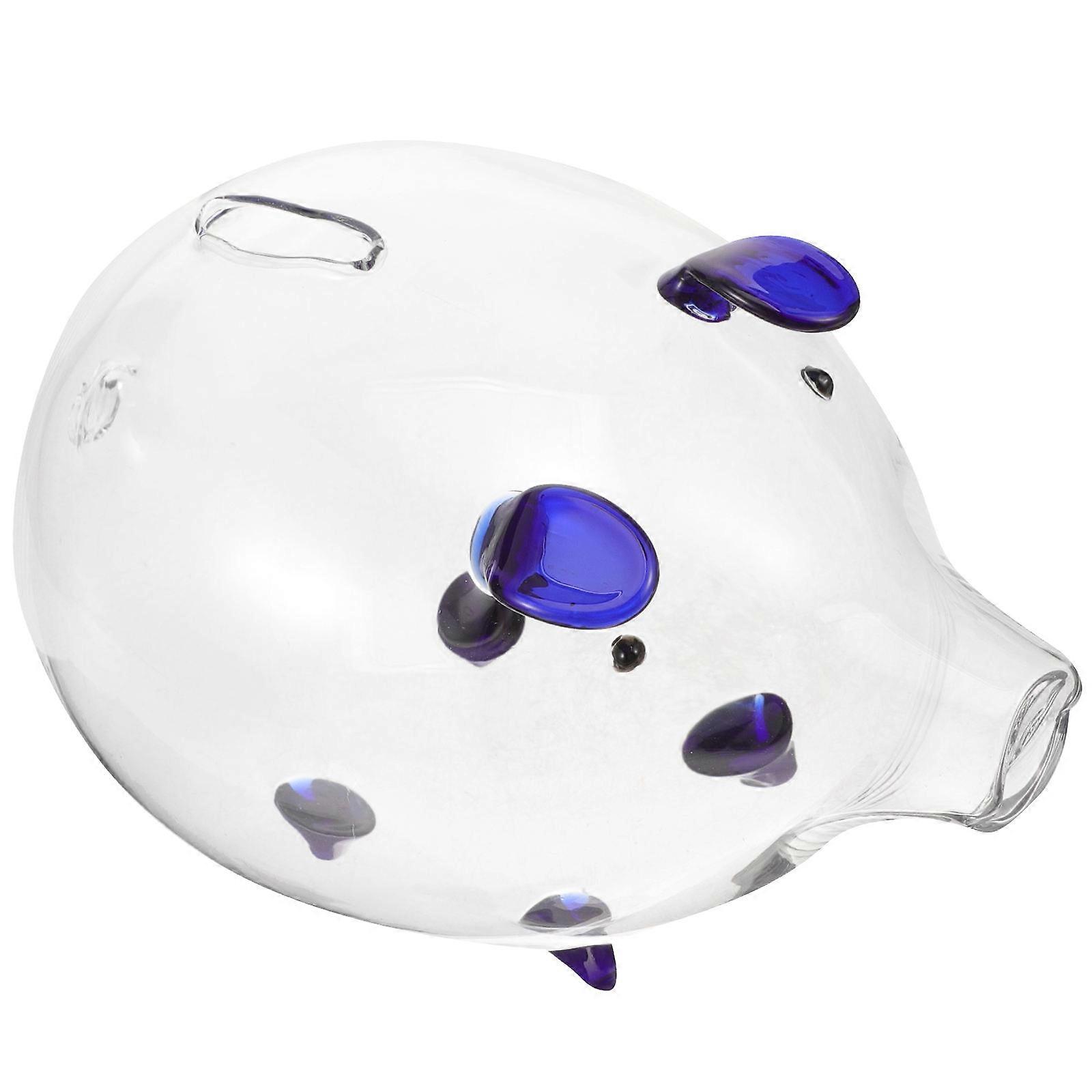 Saving Pot Piggy Bank Pig Shaped Coin Saving Pot Transparent Glass Household Decoration 1Set
