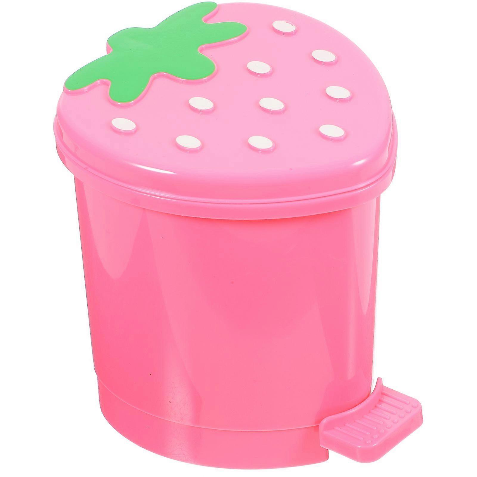 Mini Strawberry Trash Bin 4.13x3.54 Home Desktop Garbage Storage Can Trash Holder