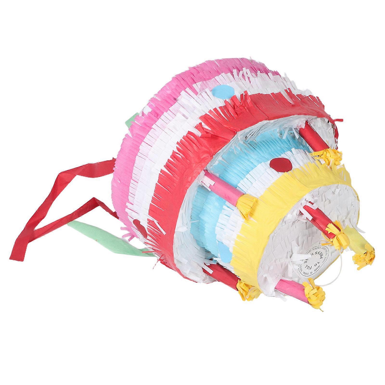 Birthday Cake Pinata For Mexican Fiesta Spacious Design Candy Filled Party Decoration 3D Cake Shape Assorted Color 1Set