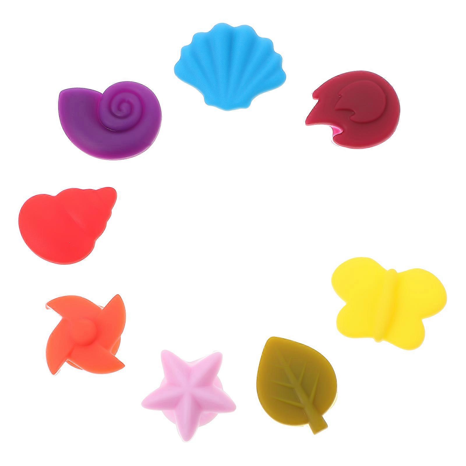 Silicone Wine Glass Markers for Cup Identification 8pcs Assorted Color Creative Design