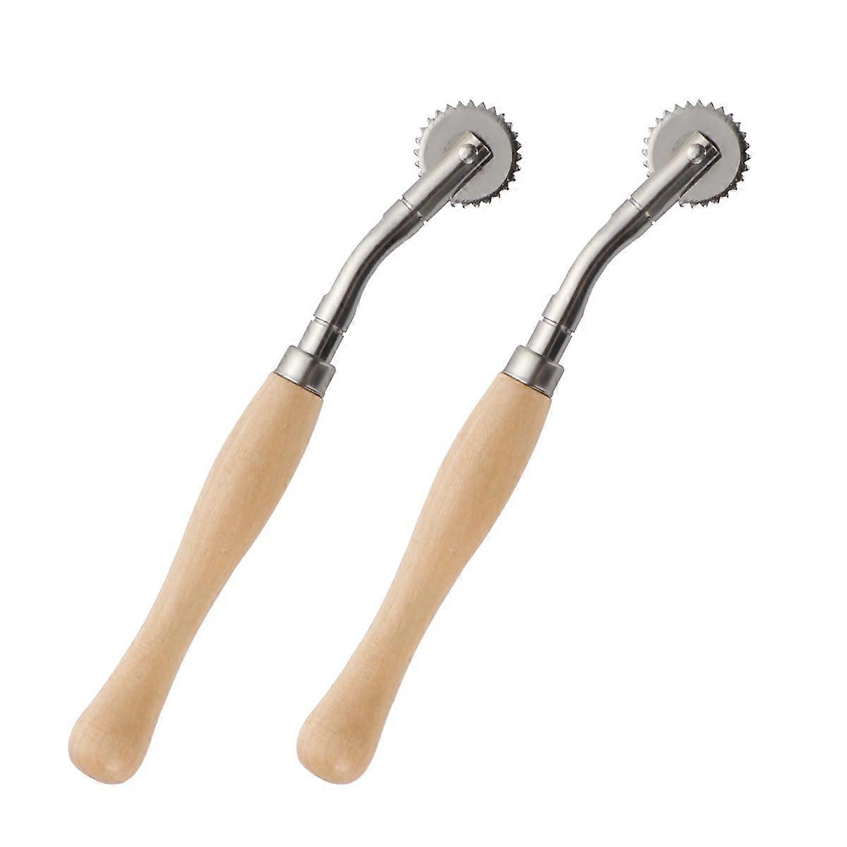 2 x 2 mm Nerve Wheel with Wooden Handle, Marking Wheels, Sewing Pattern Wheels for Leather Edges 2Pcs0.2